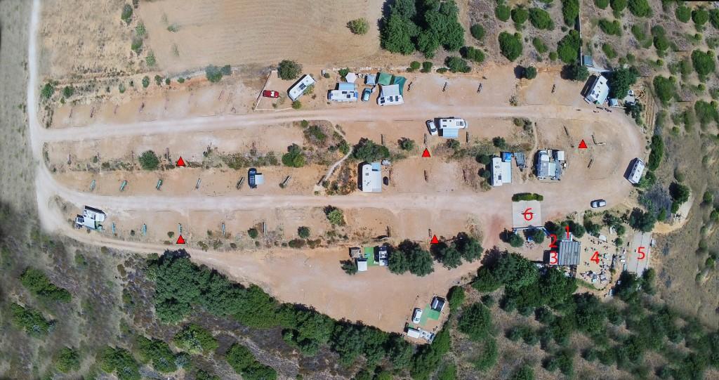 Plan aérien du parc avec équipements et places